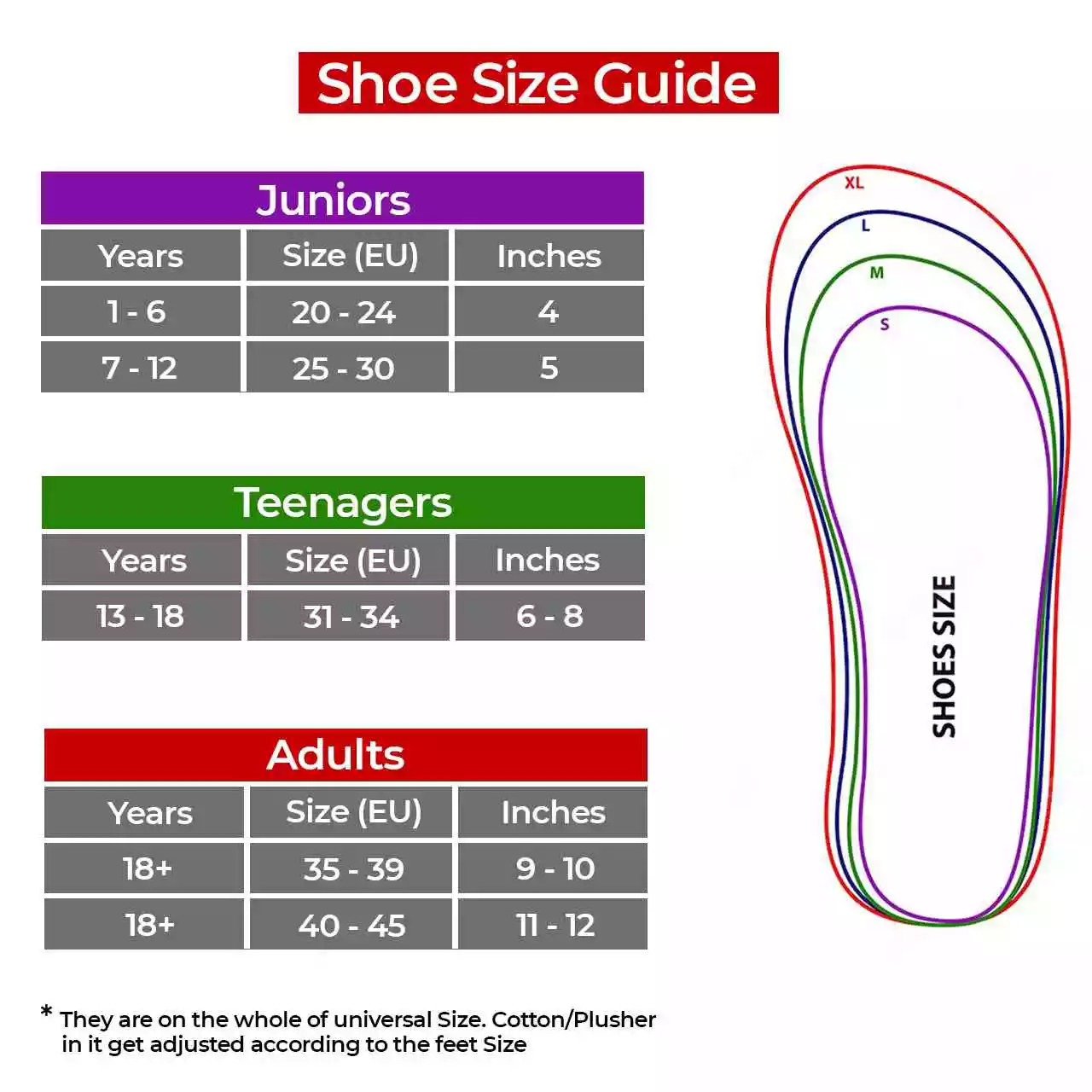 Rhizmall Shoes Size chart