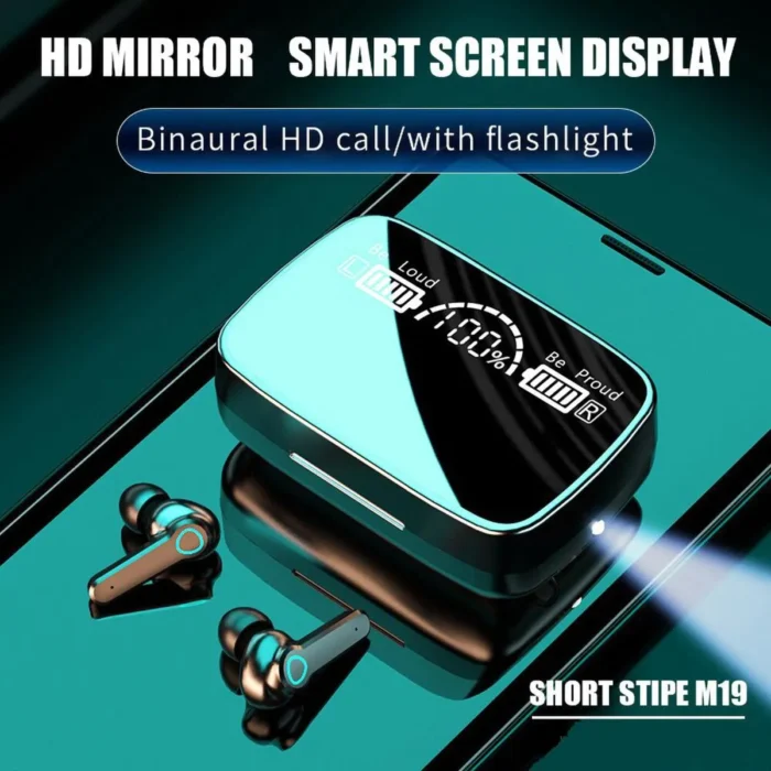 Buy m19 pro digital display mirror earbuds at best price in Pakistan | Rhizmall.pk