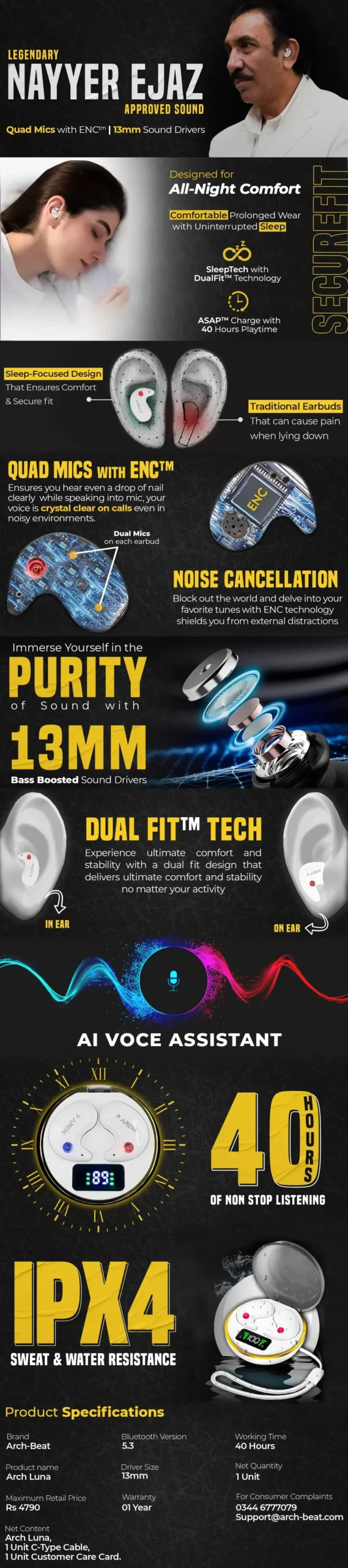 Buy Arch Luna Wireless earphones at best price in Pakistan | Rhizmall.pk